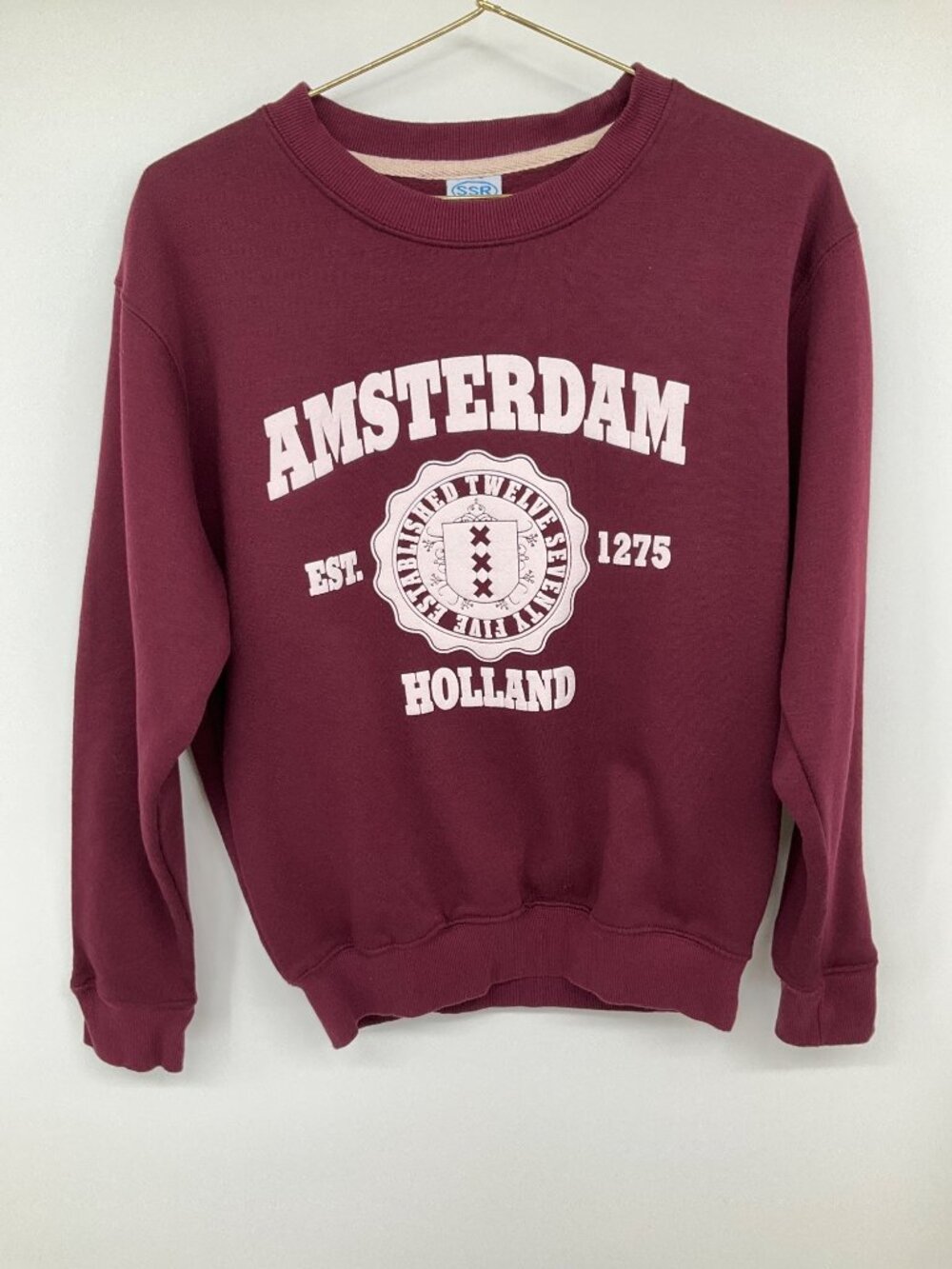 Amsterdam Holland, size Small Burgundy Crew Neck Sweatshirt Excellent Condition - Picture 2 of 7